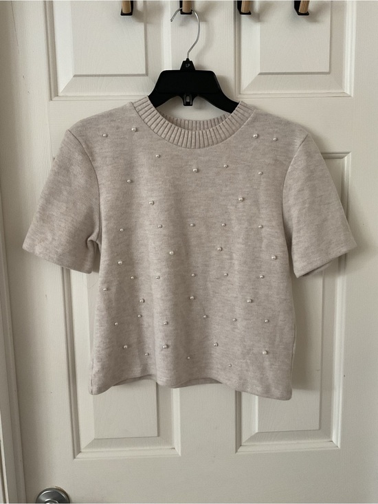 Zara Sweaters - ZARA Soft Touch Sweater w/ Pearls Embellished Drop Shoulder Cream